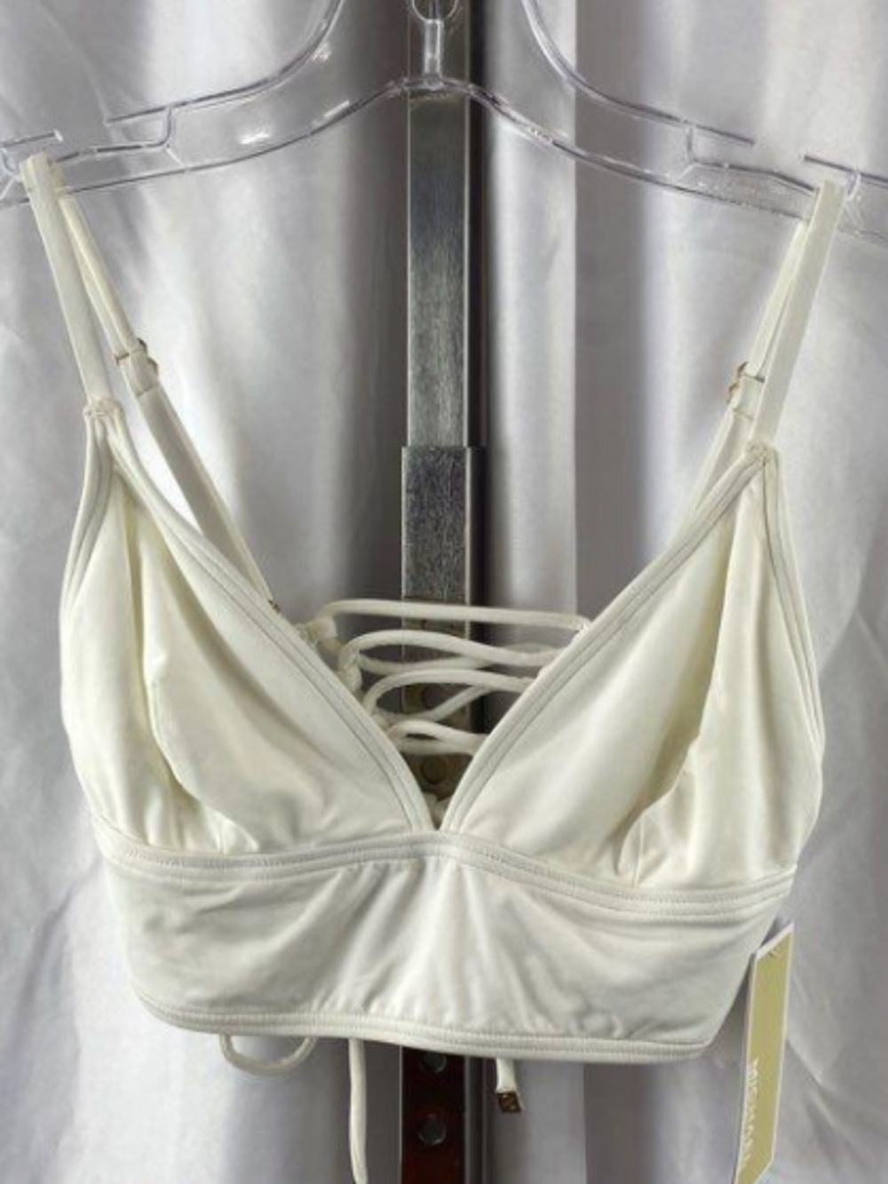 Michael Michael Kohrs White Lace Up Bikini Top NWT Size Small